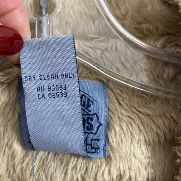 Cambridge Dry Goods Corduroy Vest Womens Large Tan Red Floral Faux Fur Button Up - Picture 4 of 10